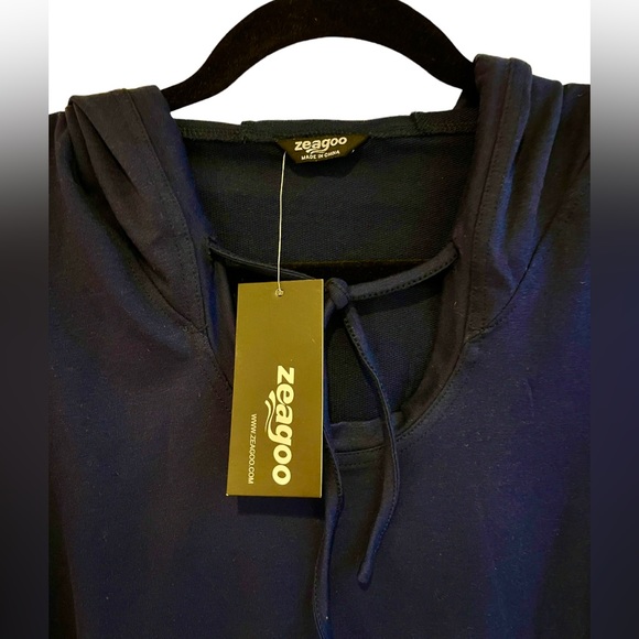 Zeagoo Navy Blue Hoodie Sweatshirt Draw String Size Medium Cotton Blend NWT - Picture 3 of 8
